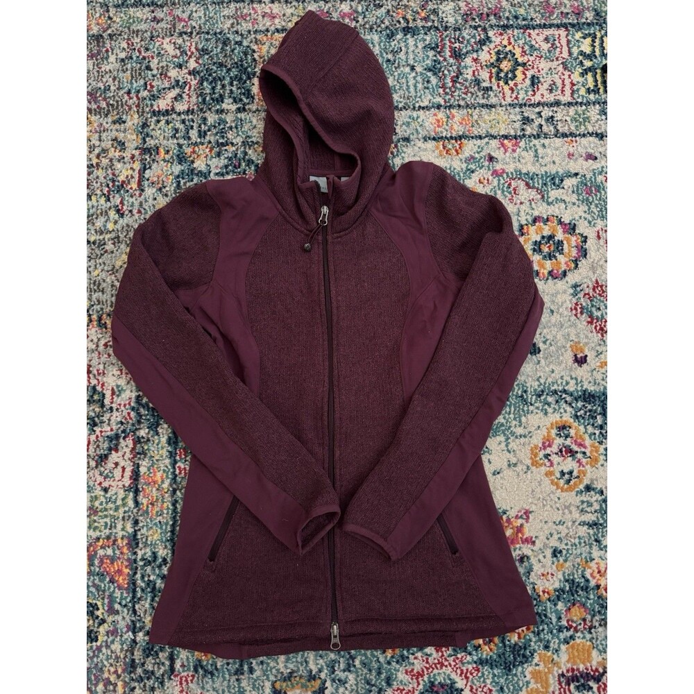 ATHLETA Women’s Burgundy Zip Up Fleece Jacket Size‎ XXS